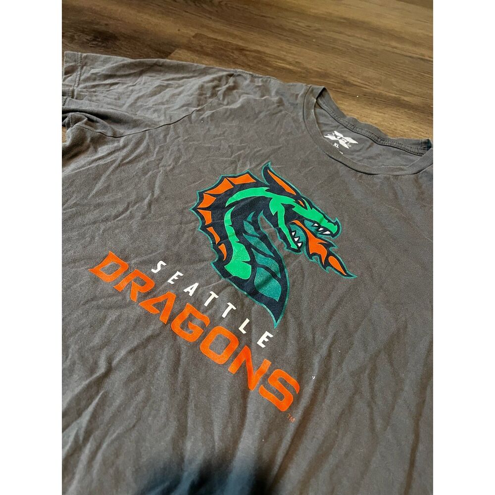 Seattle Dragons XFL T-Shirt Mens Extra Large XL Grey Graphic Football Tee